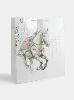 Пакет подарочный, 42х48 см, бумага, белый, Конь, White horse ANNA LAFARG ANLAF-XIN-005