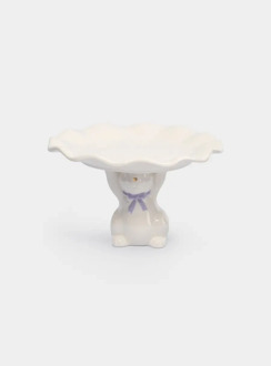 Блюдо на ножке, 19х12 см, керамика, молочно-золотистое, Кролик с бантом, White Rabbit ANNA LAFARG ANLAF-DJIA-010825-1