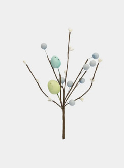 Ветка декоративная, 20 см, пенопласт/бумага, Ветка с зелеными яйцами, Interior Easter ANNA LAFARG ANLAF-250627