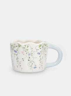 Кружка, 460 мл, керамика, молочно-голубая, Цветы, Mint flowers ANNA LAFARG ANLAF-XIA-150525