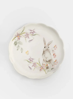 Тарелка закусочная, 20 см, керамика, белая, Кролик с цветами, Flower Rabbit ANNA LAFARG ANLAF-FDH-050825-2