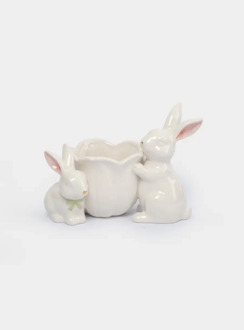 Конфетница, 19х15 см, керамика, молочно-золотистая, Кролики с цветком, White Rabbit ANNA LAFARG ANLAF-DJIA-010825-6