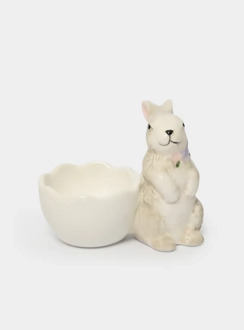 Подставка для яйца, 8 см, керамика, серая, Кролик с цветами, Brown Rabbit ANNA LAFARG ANLAF-XIA-140825-2