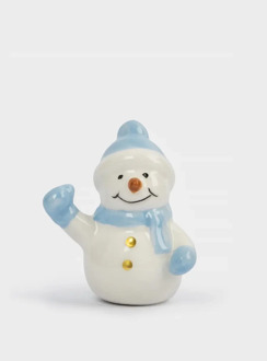Статуэтка, 6 см, керамика D, бело-голубая, Снеговик в шапке и шарфе, Snowman ANNA LAFARG ANLAF-JIA-220125-7