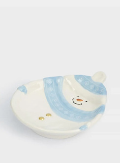 Блюдо, 18x22x4 см, керамика, бело-голубое, Снеговик в шапке и шарфе, Snowman ANNA LAFARG