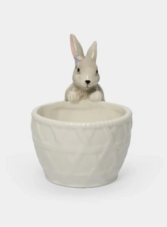 Конфетница, 12х16 см, керамика, молочно-серая, Кролик с корзинкой, Brown Rabbit ANNA LAFARG ANLAF-XIA-140825-3