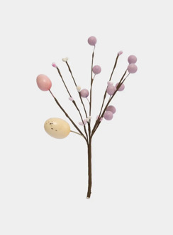 Ветка декоративная, 20 см, пенопласт/бумага, Ветка с розовыми яйцами, Interior Easter ANNA LAFARG ANLAF-250626