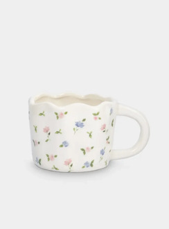 Кружка, 460 мл, керамика, молочная, Нежные цветы, Mint flowers ANNA LAFARG ANLAF-XIA-15052-1