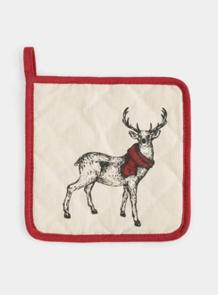 Прихватка, 20x20 см, хлопок, серо-бежевая, Олень в шарфе, Deer ANNA LAFARG ANLAF-SKW25-1PH